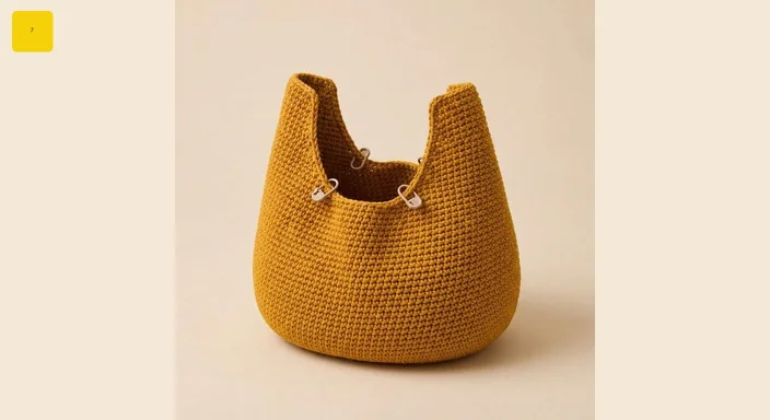 Crochet bag body with matching shaped front and back dips