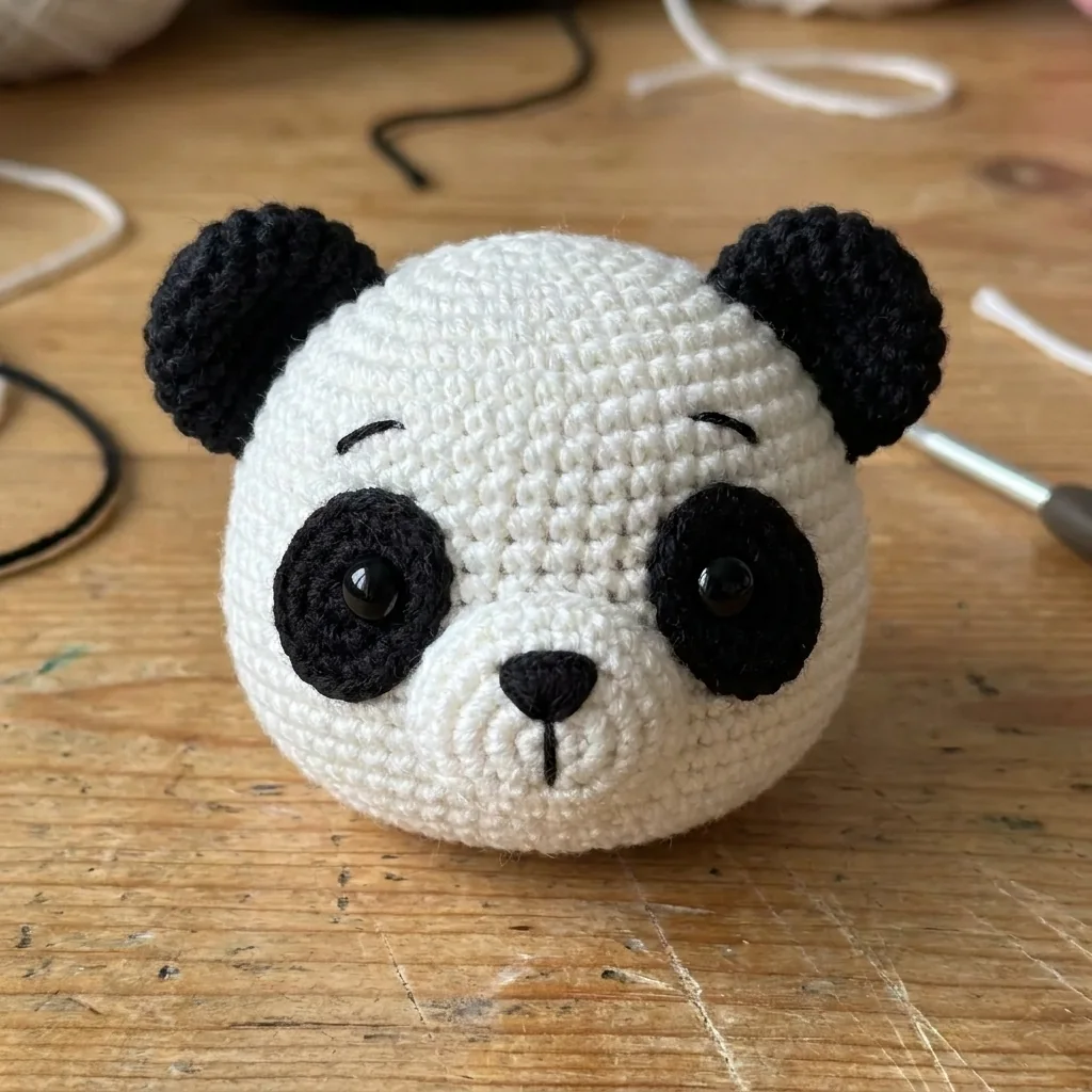 Pair of short black crochet panda arms