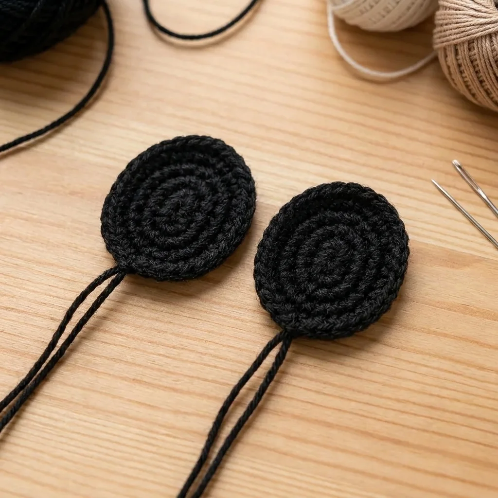 Black and white stuffed crochet panda body