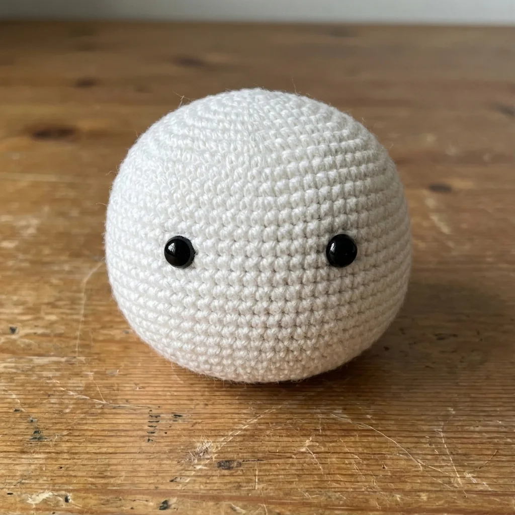 Small white crochet muzzle piece for panda amigurumi